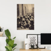 Grappige Panda Gevangenis Print Vintage Gestreepte (Thuiskantoor)