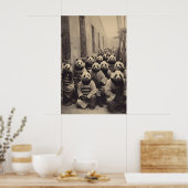 Grappige Panda Gevangenis Print Vintage Gestreepte (Keuken)