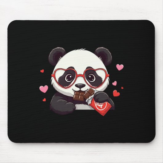 Grappige Panda Hart Chocolade Valentijnsdag Panda  Muismat (Voorkant)