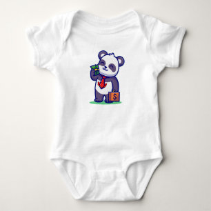 grappige panda houdt van jullie kinderen romper