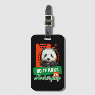 Grappige Panda Introvert Batterij Oplaad Ontwerp Bagagelabel