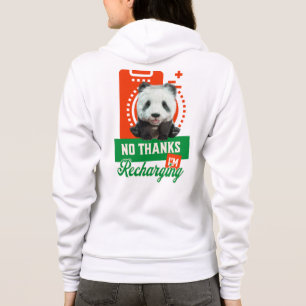 Grappige Panda Introvert Batterij Oplaad Ontwerp Hoodie