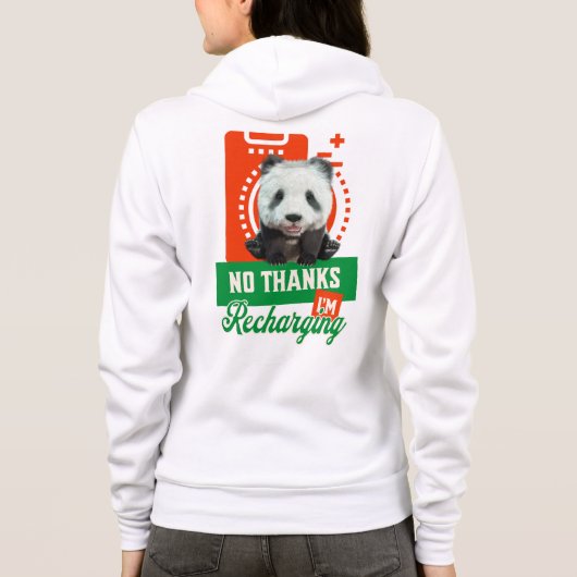 Grappige Panda Introvert Batterij Oplaad Ontwerp Hoodie (Achterkant)