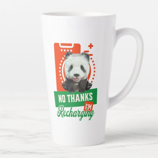 Grappige Panda Introvert Batterij Oplaad Ontwerp Latte Mok (Rechts)