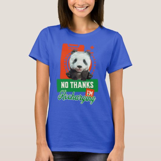 Grappige Panda Introvert Batterij Oplaad Ontwerp T-shirt (Voorkant)