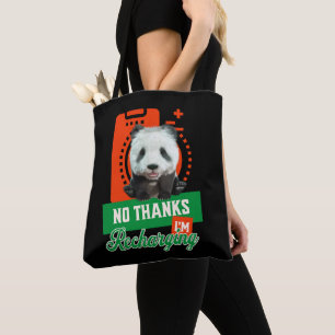 Grappige Panda Introvert Batterij Oplaad Ontwerp Tote Bag