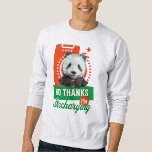 Grappige Panda Introvert Batterij Oplaad Ontwerp Trui