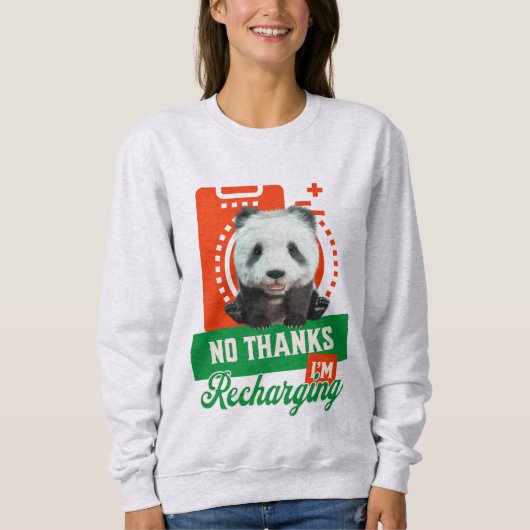 Grappige Panda Introvert Batterij Opladen Ontwerp Trui (Voorkant)