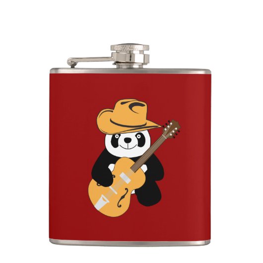 Grappige panda met gitaar heupfles (Voorkant)