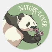 Grappige Panda Natuur Lover Cherry Blossom Cartoon Ronde Sticker (Voorkant)