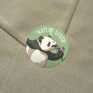 Grappige Panda Natuur Lover Cherry Blossom Cartoon Ronde Sticker