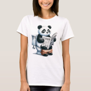 GRAPPIGE PANDA OP HET TOILET T-SHIRT
