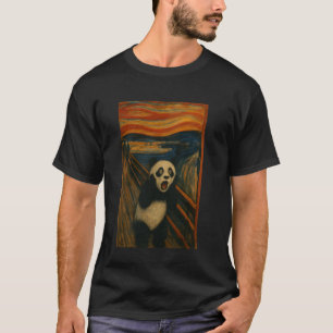 Grappige Panda Schreeuw Kunst Parodie Grafisch T-shirt