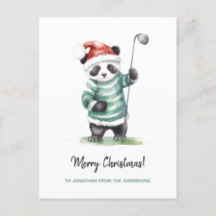 Grappige Panda spelen golf Kerstmis Feestdagenkaart