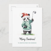 Grappige Panda spelen golf Kerstmis Feestdagenkaart (Voorkant / Achterkant)