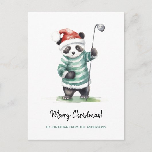 Grappige Panda spelen golf Kerstmis Feestdagenkaart (Voorkant)