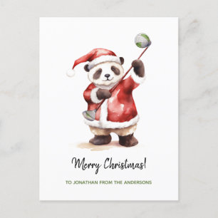 Grappige Panda spelen golf Kerstmis Feestdagenkaart