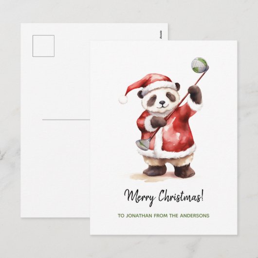 Grappige Panda spelen golf Kerstmis Feestdagenkaart (Voorkant / Achterkant)