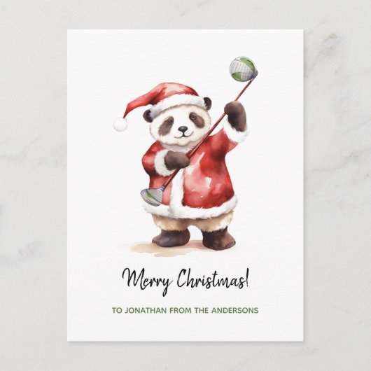 Grappige Panda spelen golf Kerstmis Feestdagenkaart (Voorkant)