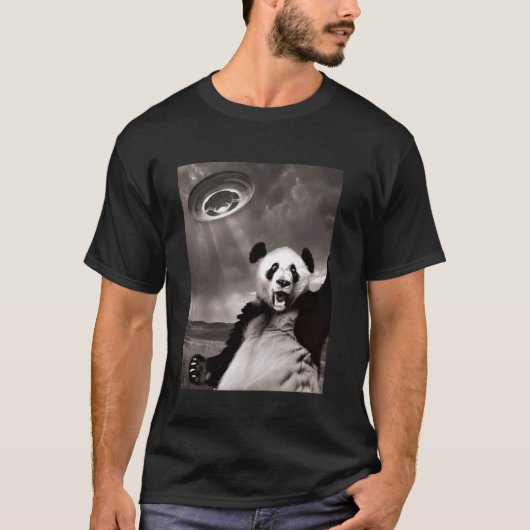 Grappige Panda UFO Selfie T-shirt (Voorkant)