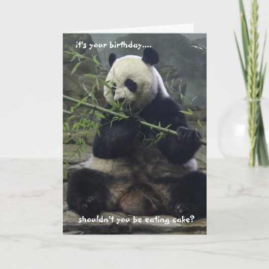 Grappige Panda Verjaardag Kaart, Eet taart, niet b Kaart (Voorkant)