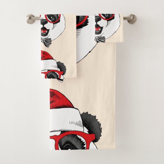 grappige panda voor kerstmis bad handdoek (Insitu)