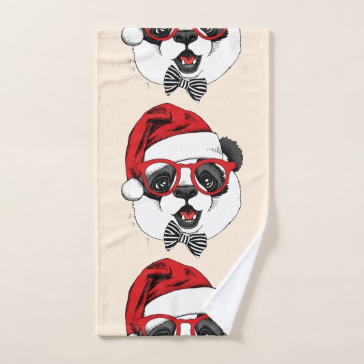 grappige panda voor kerstmis bad handdoek (Handdoek)