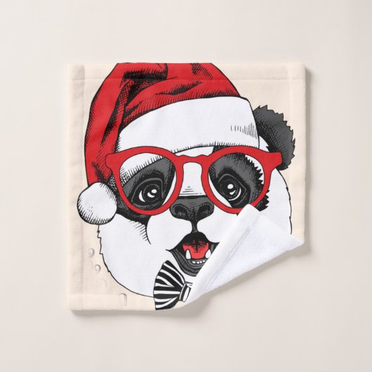 grappige panda voor kerstmis bad handdoek (Wasdoekje)