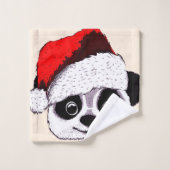 grappige panda voor kerstmis bad handdoek (Wasdoekje)