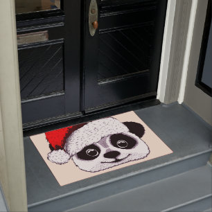 grappige panda voor kerstmis deurmat