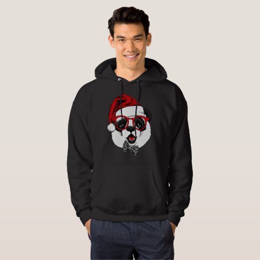 grappige panda voor kerstmis hoodie (Voorkant volledig)
