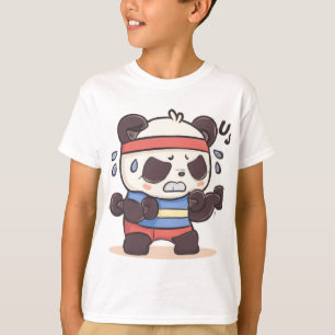 Grappige Panda Workout Fail Cartoon Art T-shirt