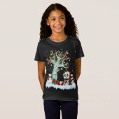 Grappige Panda Xmas Boom Verlichting Santa Hoed Pa T-shirt (Voorkant volledig)