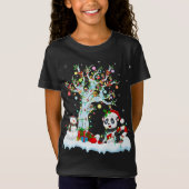 Grappige Panda Xmas Boom Verlichting Santa Hoed Pa T-shirt (Voorkant)