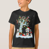 Grappige Panda Xmas Boom Verlichting Santa Hoed Pa T-shirt (Voorkant)