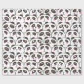 Grappige pandabeer Doodle Cadeaupapier (Vlak)