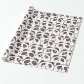 Grappige pandabeer Doodle Cadeaupapier (Uitgerold)