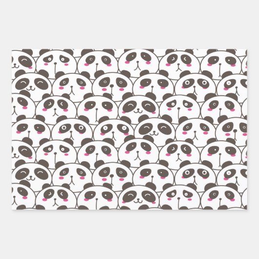 Grappige pandabeer Doodle Inpakpapier Vel (Voorkant)