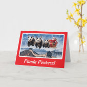 Grappige Pandabeer Kerstmis Kaart (Gele Bloem)