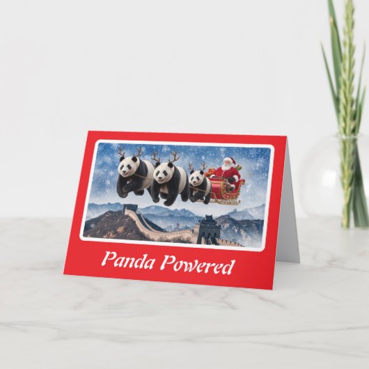 Grappige Pandabeer Kerstmis Kaart (Voorkant)
