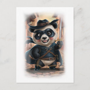 Grappige pandafilm held karakter op een witte acht feestdagenkaart