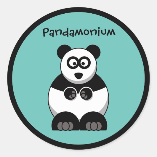 Grappige Pandamonium Panda Cartoon, Schattigee Str Ronde Sticker (Voorkant)