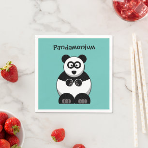 Grappige Pandamonium Panda Cartoon, Schattigee Str Servet
