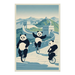 Grappige panda's in China Perfect Poster