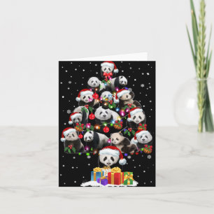 Grappige Pandas Kerstman Hoed Kerstboom Ornament T Kaart