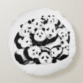 Grappige panda's rond kussen (Achterkant)