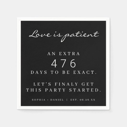 Grappige pandemische bruiloft uitgestelde liefde i servet (Voorkant)