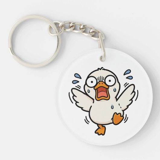 Grappige Paniekerige Eend Kawaii Meme Sleutelhange Sleutelhanger (Voorkant)