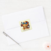 Grappige pannenkoek ontbijt tekst toevoegen vierkante sticker (Envelop)