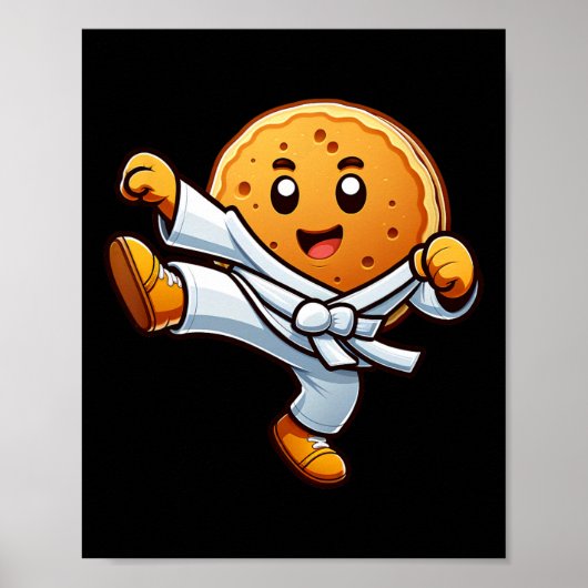 Grappige Pannenkoek Pan Karate Taekwondo Kick Boys Poster (Voorkant)